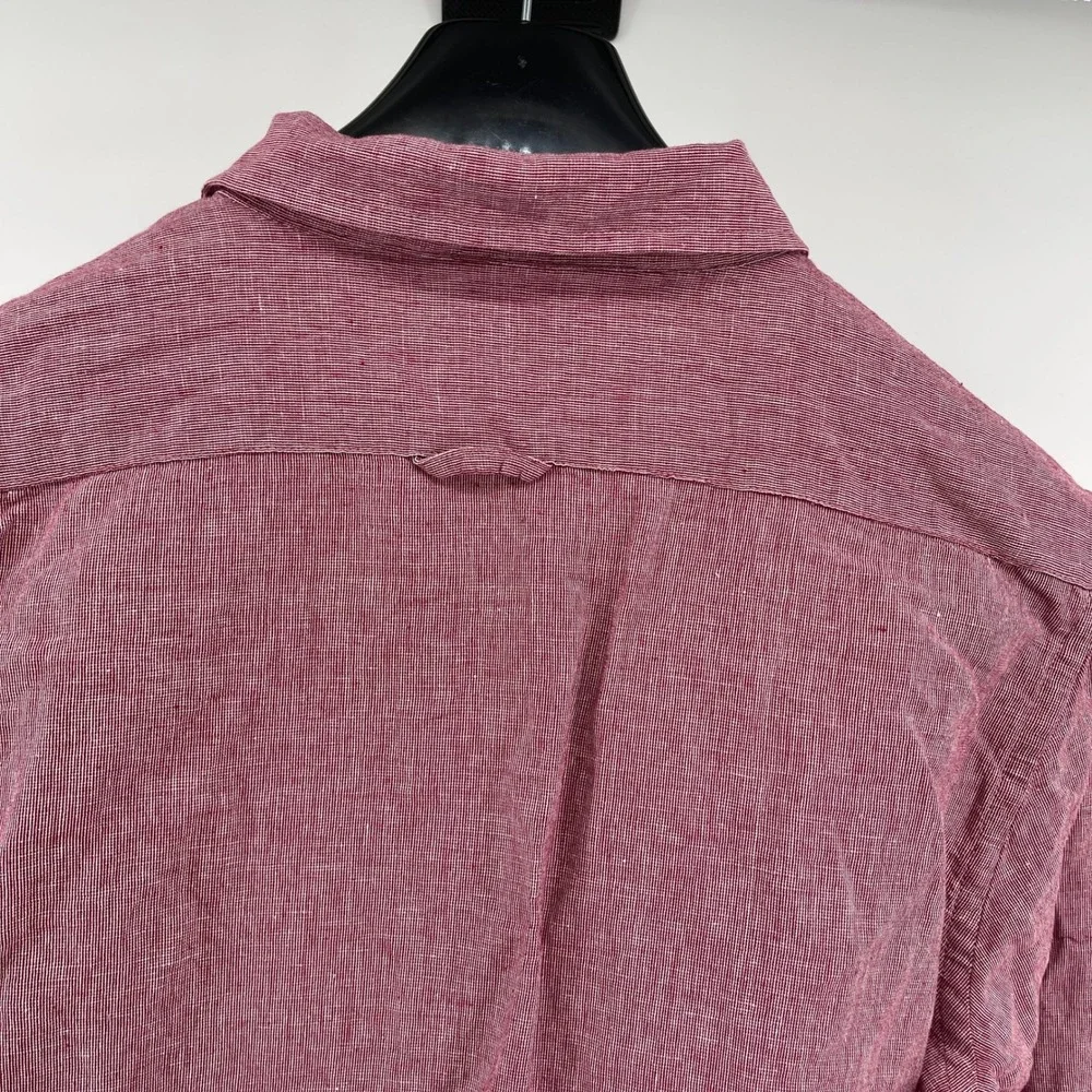 Banana Republic Linen Blend Shirt Mens Large Red Slim Fit Button Down Classic‎